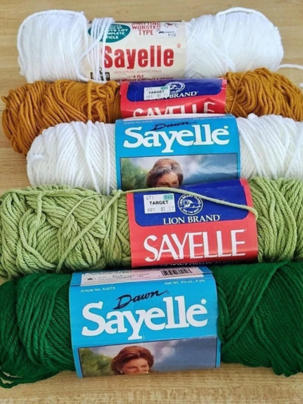 Vintage Sayelle Yarn LOT Of 5 Multi Color Skeins